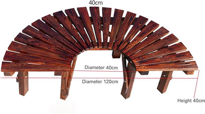 Wooden Garden Curved Bench, Half Round Outdoor Tree Bench, Wrap Around Park Backless Bench Outdoor Furniture, Garden Stool Patios Lawn Tree Chair Solid Wood Slatted Seat (1/2 Round)