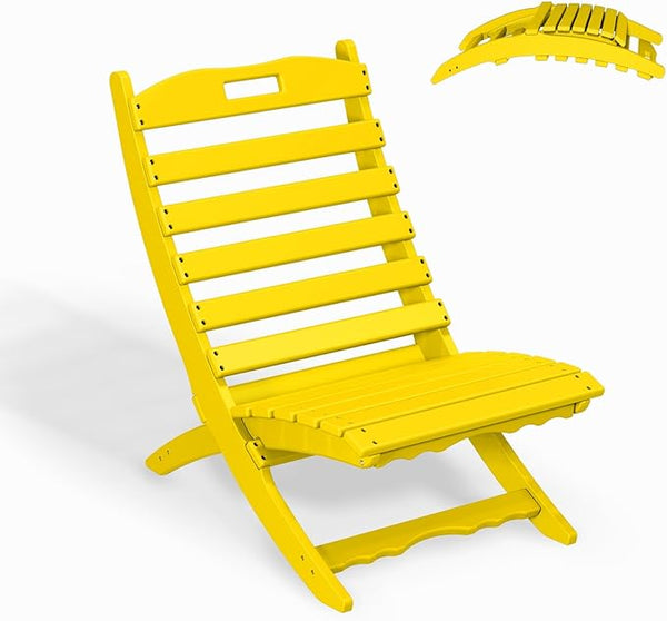 GREENVINES Folding-Xavier-Chair | Wave | Portable Adirondack-Chairs | HDPE Plastic | All Weather Fire-Pit Chair | Yellow - Photo 1