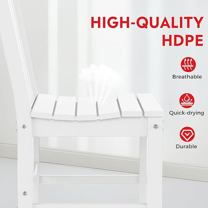 Costaelm Armless Outdoor Chair, Patio Adirondack Chair, HDPE Poly Lumber Waterproof Restaurant Bistro Kitchen Dining Chair for Outside Porch Backyard Garden, White
