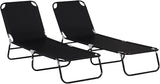 Outsunny 2 Piece Folding Chaise Lounge Pool Chairs, Outdoor Sun Tanning Chairs with 5-Level Reclining Back - Photo 1