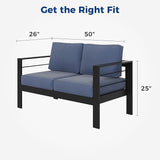 Wisteria Lane Patio Furniture Aluminum Loveseat, All-Weather Outdoor 2 Seats Sofa Couch - Photo 2