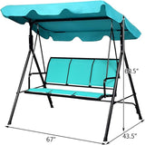 TANGKULA 3 Person Patio Swing, Steel Frame with Polyester Angle Adjustable Canopy, All Weather Resistant Swing Bench - Photo 5