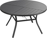 Patio Dining Table for 6-8, Round Metal Outdoor Table with Storage Shelf, 1.57" Umbrella Hole - Photo 1