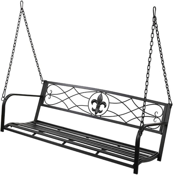 Double Metal Hanging Porch Patio Swing Chair Bench - Photo 1