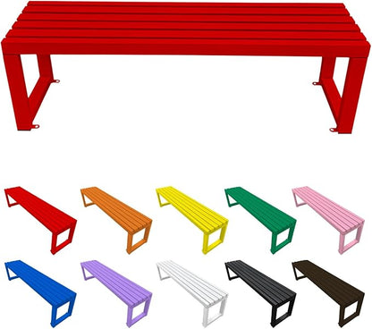 Metal Garden Bench Outdoor Seat 2-Person Patio Benches Park Bench Backless Chair Front Porch Seat 3.3ft 3.9ft 4.9ft 5.9ft Weatherproof Chair for Yard Porch Lawn(Red,3.93ft)