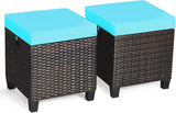 Tangkula 2 Pieces Outdoor Patio Ottoman, All Weather Rattan Wicker Ottoman Seat, Patio Rattan Furniture - Photo 1
