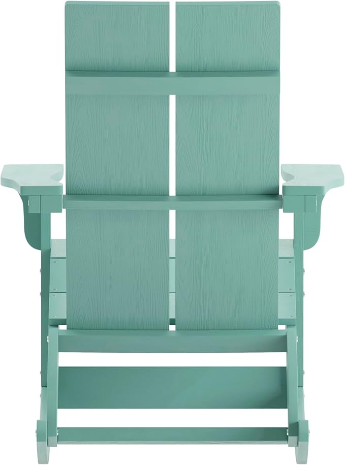 EMMA + OLIVER Harmon Adirondack Rocking Chair - Sea Foam Poly Resin - for Indoor/Outdoor Use - All Weather Materials - Easy Assembly - 350 lb. Weight Capacity