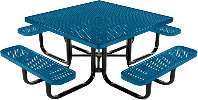 COATEDOUTDOORFURNITURE Heavy-Duty Portable Outdoor Kids Table with Umbrella Hole, Punched Steel Kids Picnic Table - Photo 1