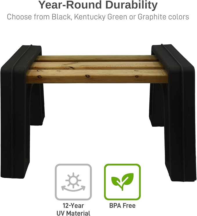 RTS Home Accents Custom Length Lightweight Indoor or Outdoor Backless Bench Ends, Black Color (Wood & Screws Sold Separately)