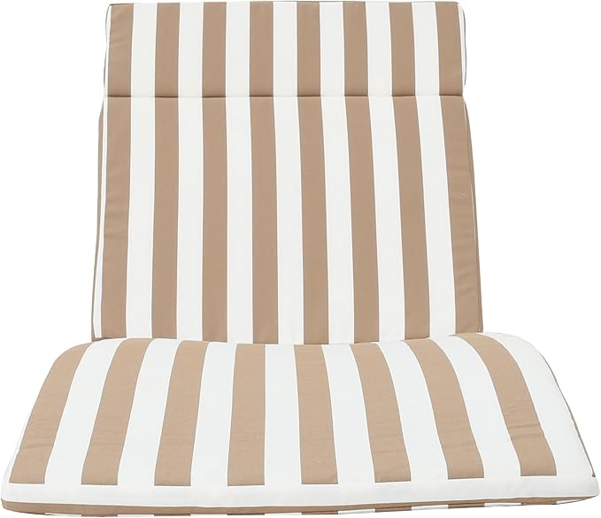 Christopher Knight Home Salem Outdoor Water Resistant Chaise Lounge Cushion, Brown And White Stripes - Photo 1