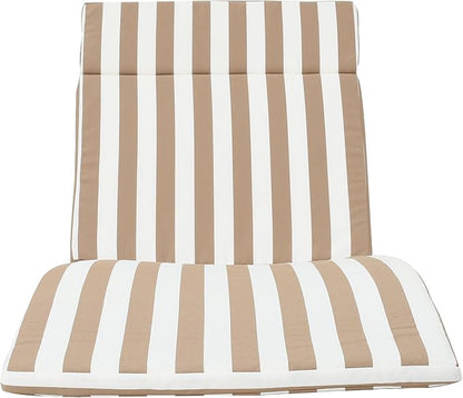 Christopher Knight Home Salem Outdoor Water Resistant Chaise Lounge Cushion, Brown And White Stripes, 79.25" L x 27.50" W x 1.50" H