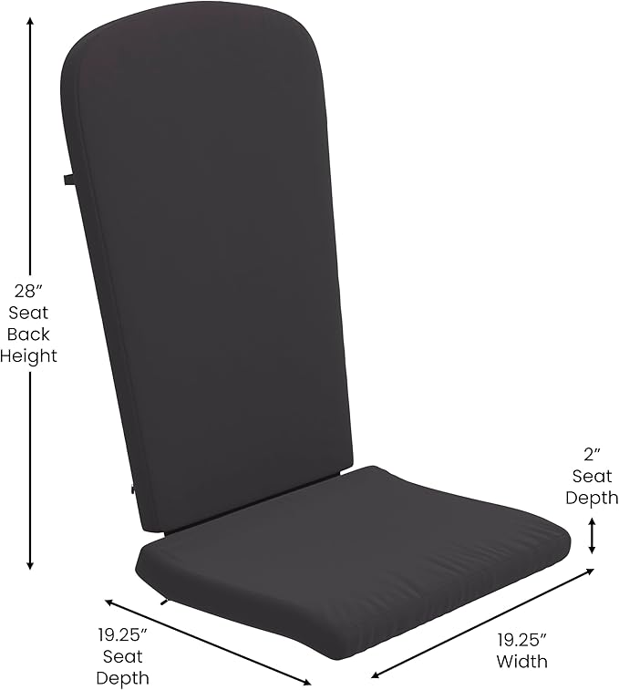 Flash Furniture Charlestown Folding Adirondack Chairs Poly Resin Frame-All-Weather Cushions-Indoor/Outdoor Use, Set of 2, White/Gray