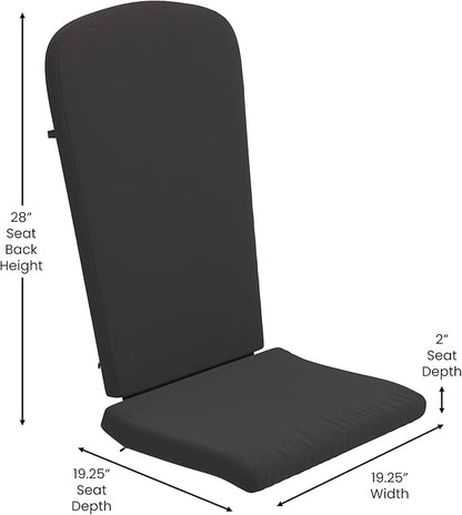 Flash Furniture Charlestown Folding Adirondack Chairs Poly Resin Frame-All-Weather Cushions-Indoor/Outdoor Use, Set of 2, White/Gray
