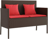 Garden Bench Brown PE Rattan, Powder-Coated Steel Compact Patio Bench Outdoor Benches for Balcony Garden - Photo 2