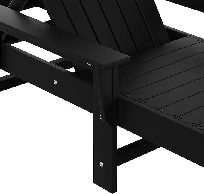 WestinTrends Dylan 3 Piece Adirondack Reclining Chaise Lounge with Arms Black
