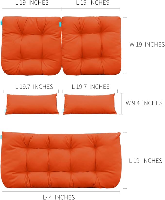 QILLOWAY Outdoor Patio Wicker Seat Cushions Group Loveseat/Two U-Shape/Two Lumbar Pillows for Patio Furniture - Photo 2