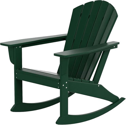 WO WESTIN OUTDOOR HDPE Altura Outdoor Rocking Poly Adirondack Chair, Dark Green