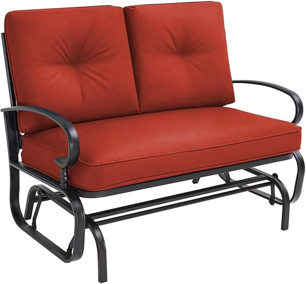 Crownland Outdoor Patio Glider Chair, Rocking Glider Bench for 2 Person, Porch Furniture Loveseat Seating - Photo 1