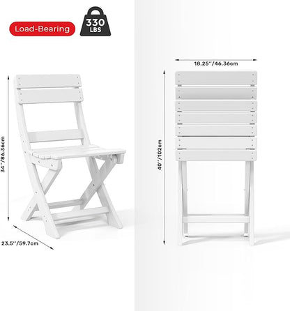 Costaelm Outdoor Patio Modern Folding Dining Chair, HDPE Armless Poly Lumber Plastic Outdoor Chairs Restaurant Bistro Dining Table Chair for Outside Porch Backyard Garden, White