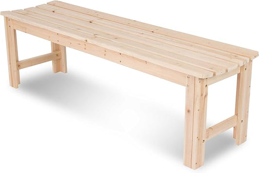 Shine Company Outdoor Wooden Backless Patio Garden Bench, 5 Ft, Natural