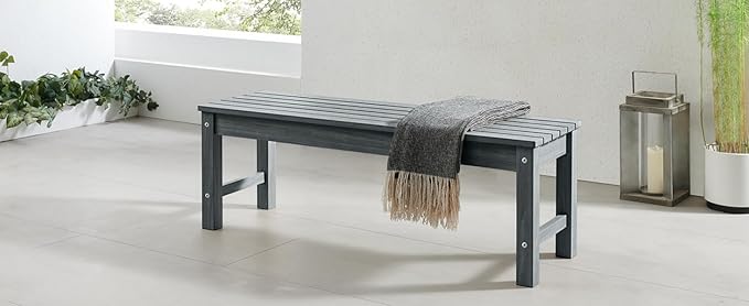 Psilvam 2-Person Outdoor Poly Lumber Patio Backless Bench, Fade-Resistant & Odor-Free Poly Lumber Patio Furniture - Photo 2