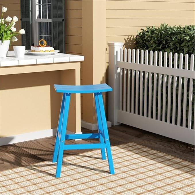 Costaelm All-Weather Outdoor Bar Stools, 29" Height Patio Stools & Bar Chairs, Adirondack Poly Patio Bar Stool for Patio, Deck, Kitchen Counter and Garden,