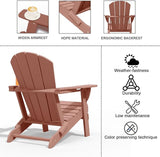 Folding Adirondack Chairs with Cup Holders, Set of 4 HDPE Plastic Outdoor Chairs, Weather Resistant, Real Wood Look - Photo 4