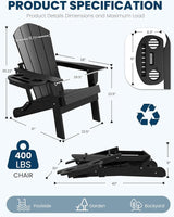 FOOWIN Folding Adirondack Chair Set of 2, HDPE Adirondack Chairs with Cup Holder - Photo 2