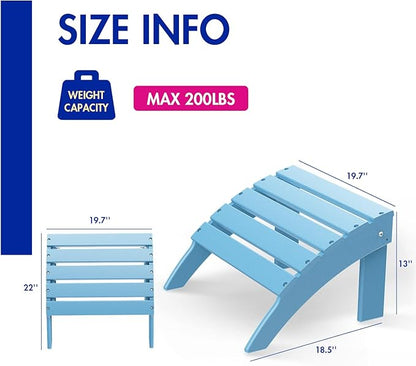 BRIOPAWS Adirondack Ottomans | Folding | Set of 2 | HDPE Plastic | Arctic Outdoor Foot Rest | All Weather | Patio Footrest for Adirondack Chair | Foot Stool for Deck Porch | 19.7W x 18.5L x 13H Inch