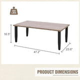 Modern Outdoor Coffee Table for Patio with Wood Grain Top, Stylish Patio Rectangle Table for Deck, Porch, Deck - Photo 2