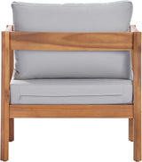 Merax 25" Acacia Solid Wood Outdoor Lounge Chair, Teak Finish Frame with Light Grey Cushion, Patio & Garden Chair - Photo 5