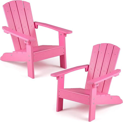 Giantex Kids Adirondack Chair, All-Weather HIPS Children's Outdoor Chair w/Ergonomic Design, Toddler Lawn Chairs for Age 3-8, Kids Beach Chair for Garden Patio Backyard (2,Pink)