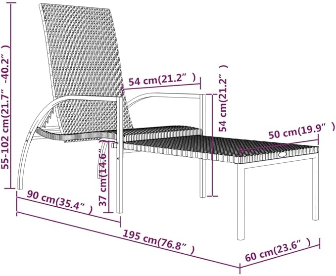 Sun Lounger Black, Cream White Pool Chair Recliner Chair Chaise Lounge for Poolside Backyard - Photo 2