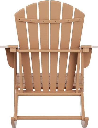 WestinTrends Dylan Outdoor Patio Poly Plastic Adirondack Rocking Chair, Teak