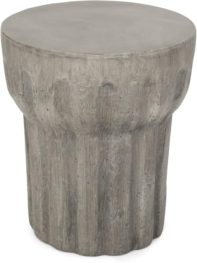 Christopher Knight Home Solomon Outdoor Contemporary Lightweight Accent Side Table, Concrete Finish