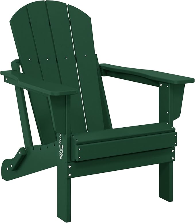 WO WESTIN OUTDOOR HDPE Laguna Outdoor Folding Poly Adirondack Chair, Dark Green