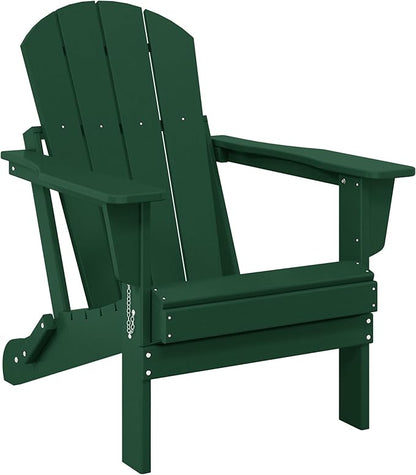 WO WESTIN OUTDOOR HDPE Laguna Outdoor Folding Poly Adirondack Chair, Dark Green