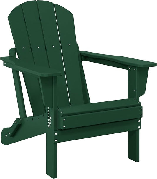WO WESTIN OUTDOOR HDPE Laguna Outdoor Folding Poly Adirondack Chair, Dark Green