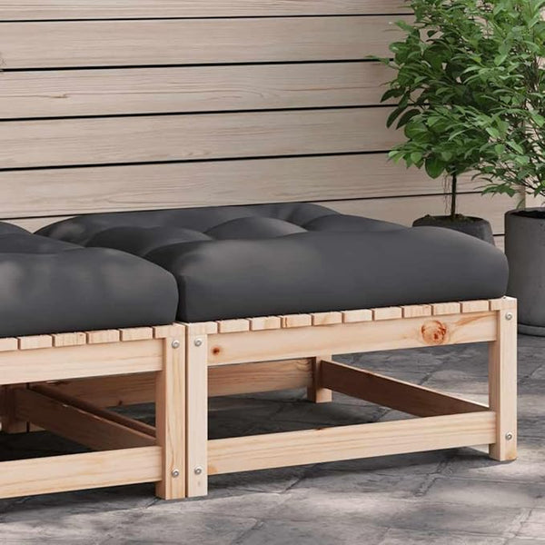 Rustic Anthracite Solid Pine Wood Modular Footstool for Patio and Garden with Weather-Resistant Cushion - Photo 1