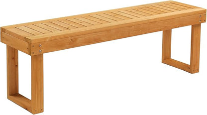 VINGLI 50'' Outdoor Wooden Bench, Weatherproof Outdoor Backless Bench, 2-Person Wood Patio Bench for Backyard, Poolside, Entryway