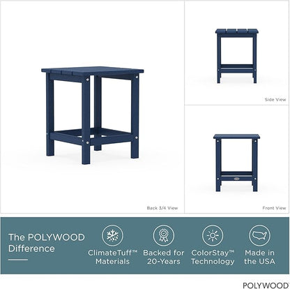 Polywood Long Island Side Table, 15.13in. x 14.75in. x 18in, Navy
