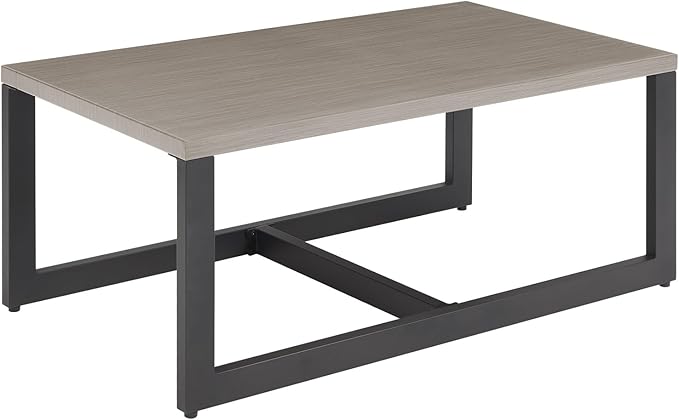 Belord Outdoor Coffee Table for Patio: Metal Heat Transfer Top Patio Coffee Table with Storage, Anti-Rust Frame Rectangular Modern Outdoor Table Furniture (48" W, Grey)
