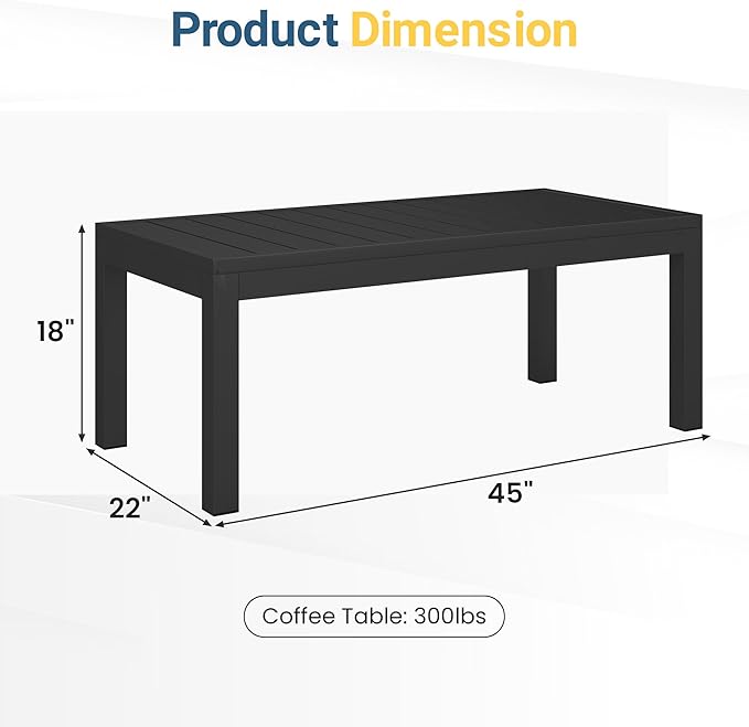 Wisteria Lane Aluminum Outdoor Coffee Table, Water-Resistant Metal Patio Side Table with Slatted Top - Photo 2