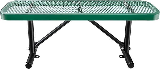 4FT Park Benches for 2-3 People, Weatherproof Commercial Garden Bench, Iron Steel Frame Patio Heavy Duty Mesh Rectangular Outdoor Benches for Outside, Lawn, Yard, Porch Work Entryway