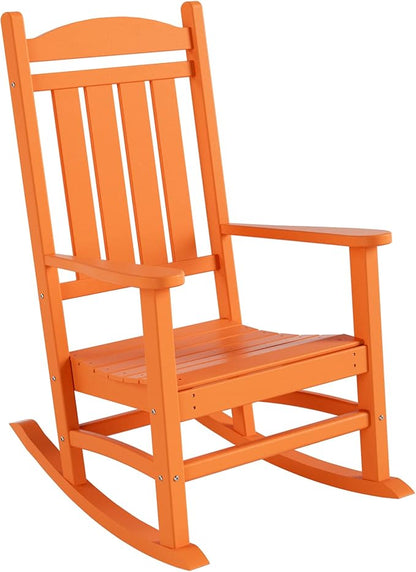 WO Home Furniture Patio Rocking Chair Farmhouse Outdoor HDPE UV Weather Resistant (Orange)