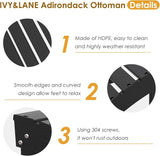 IVY&LANE Outdoor Adirondack Ottoman | Folding | HDPE | Black | All Weather - Photo 5