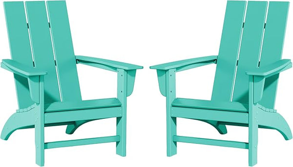 Poly Lumber Adirondack Chairs Set of 2, All-Weather Resistant Outdoor Patio Chairs, Look Like Wood