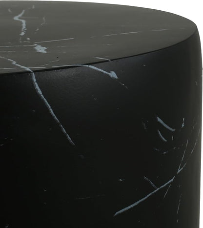 Christopher Knight Home Outdoor Round Side Table,Patio Garden Stool End Coffee Table,Decorative Accent Table for Patio,or Balcony,Lightweight Concrete Material,Black Marble