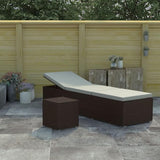 Brown Rattan Sun Lounger with Cream Cushion, Adjustable Armrests and Removable Cover for Outdoor Relaxation - Photo 1