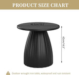 Round Metal Outdoor Patio Side Table, Black Small Patio End Table, Steel Outdoor Accent Table for Garden, Pool, Deck - Photo 2